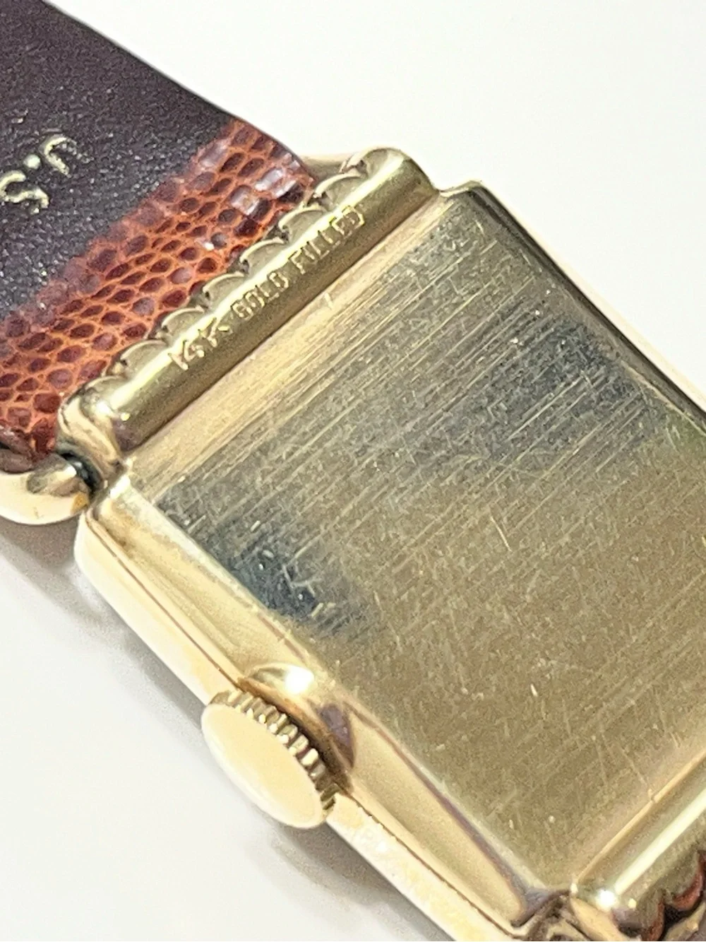 Lord Elgin Black and Gold Watch with Brown Leather Strap